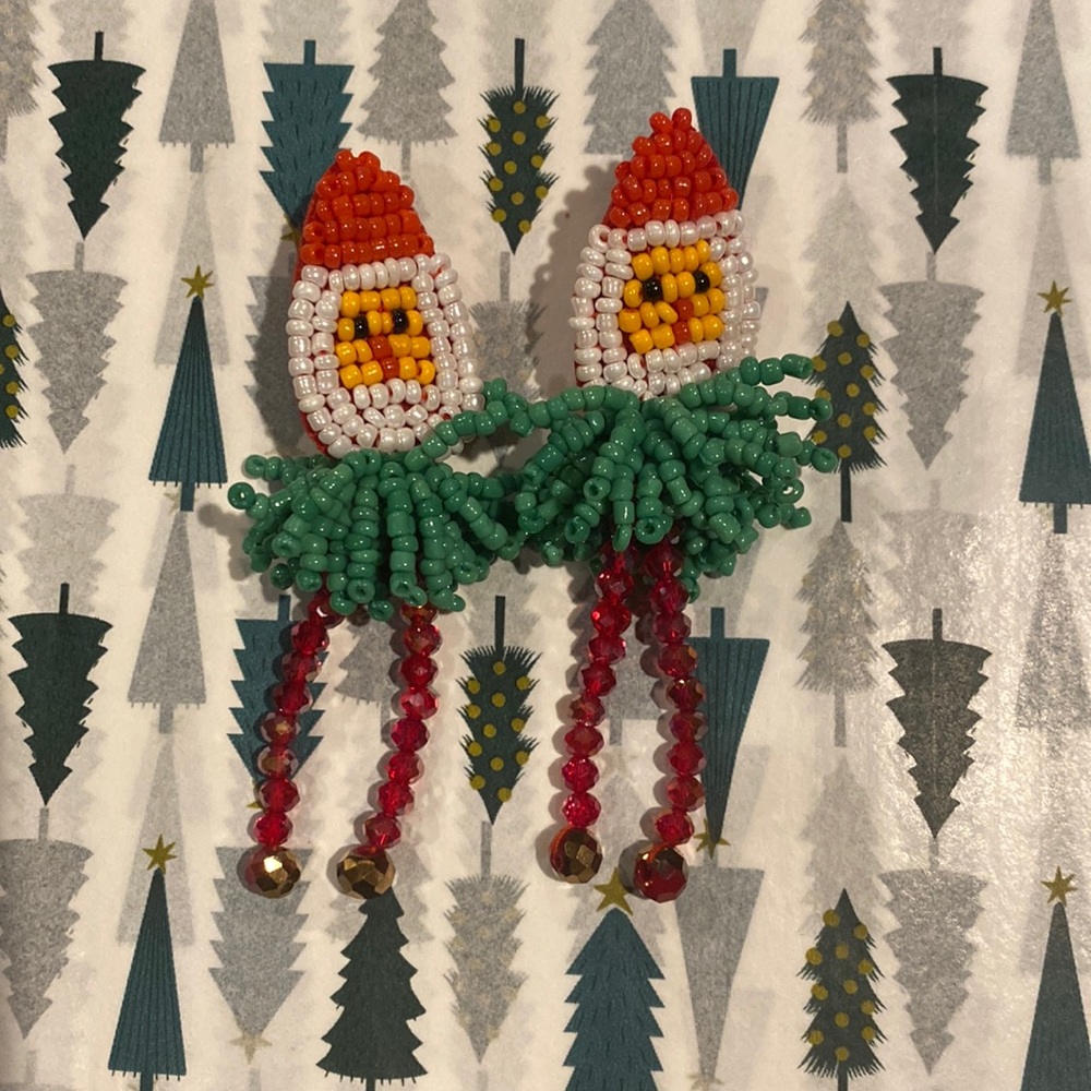 Beaded Santa earrings